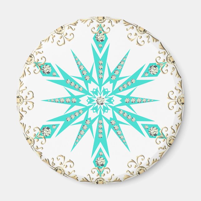 Íman Meio século de neve com floco de neve retrô turque (Frente)