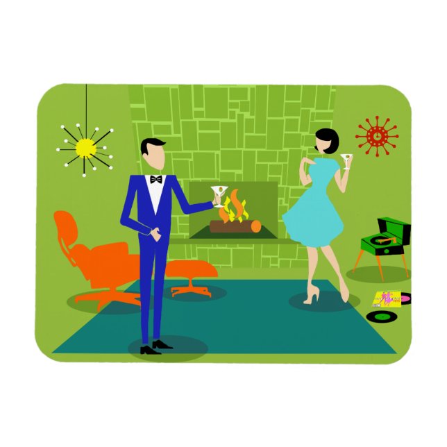 Íman meio século Magnet flexível do Casal moderno (Horizontal)