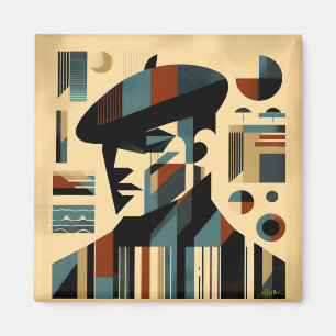 Íman Meio século Modern Art Man Vestindo Beret