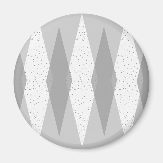 Íman Meio século Modern Cinza Argyle Round Magnet (Frente)