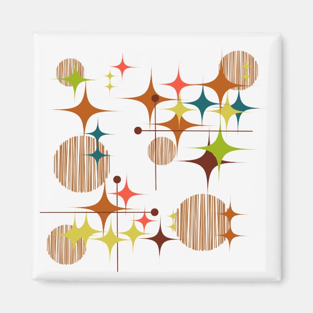 Íman Meio século Moderno Starbursts e Globo Magnet (Frente)