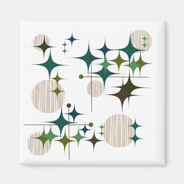 Íman Meio século Moderno Starbursts e Globo Magnet (Frente)