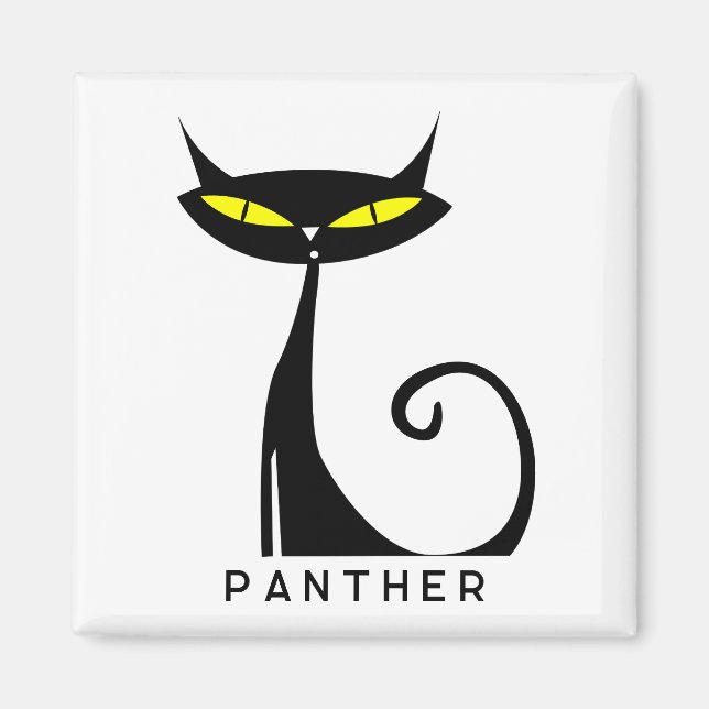 Íman Meio século Personalizado Moderno de Gato Negro At (Frente)