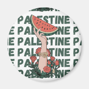 Íman melancia, flores e texto palestino Repetir