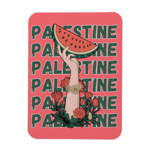 Íman melancia, flores e texto palestino Repetir