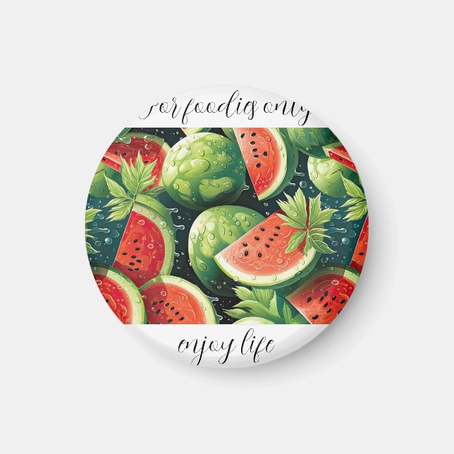 Íman Melancia fresca com gotas de água (Frente)