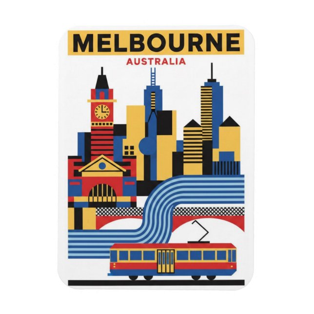Íman Melbourne Austrália Skyline Viagem (Vertical)