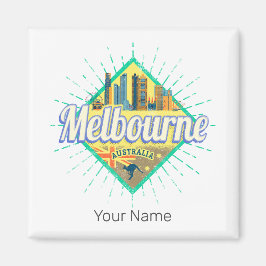 Íman Melbourne Victoria Austrália Retro Skyline Vintage