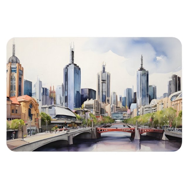 Íman Melbourne watercolor art (Horizontal)