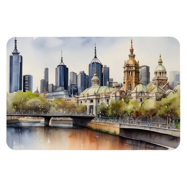 Íman Melbourne watercolor art (Horizontal)