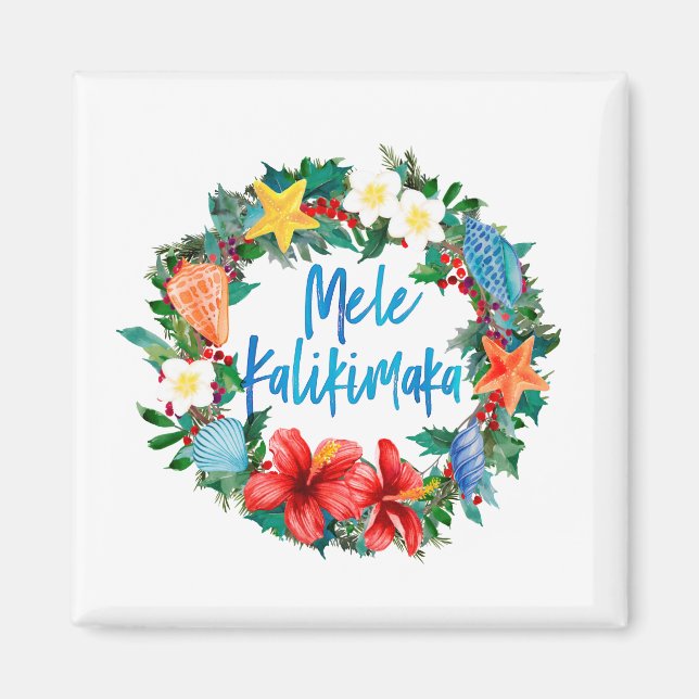 Íman Mele Kalikimaka Hawaiian Christmas Wreath (Frente)