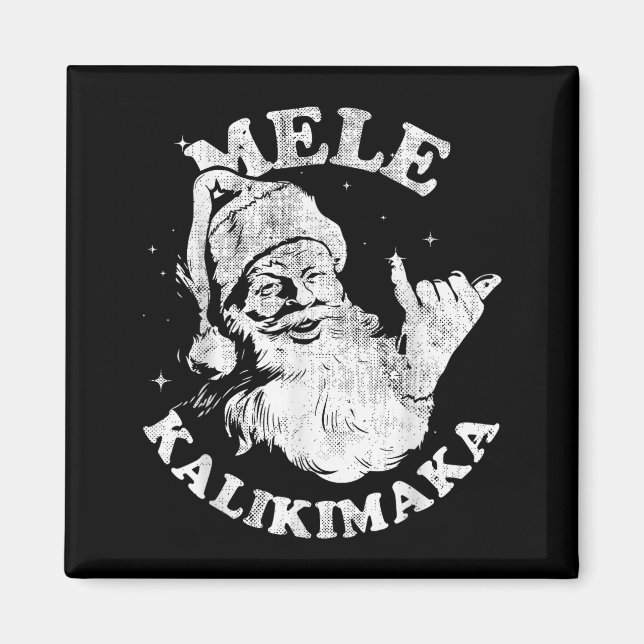 Íman Mele Kalikimaka Retro Hawaii Santa Aloha Christmas (Frente)