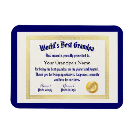 Íman Melhor Certificado de Avô do Mundo Engraçado Moder
