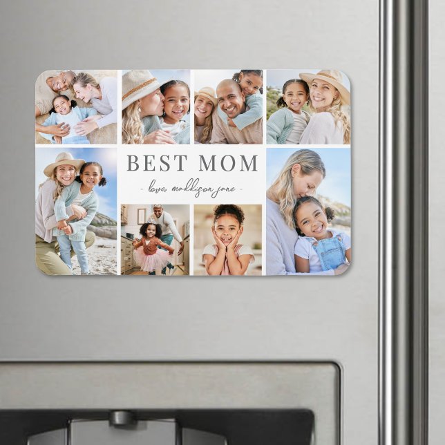 Íman Melhor Colagem de Fotos da Mamãe (Simple Best Mom Photo Collage Magnet)