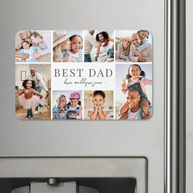 Íman Melhor Colagem de Fotos do Papai (Simple Best Dad Collage Magnet)