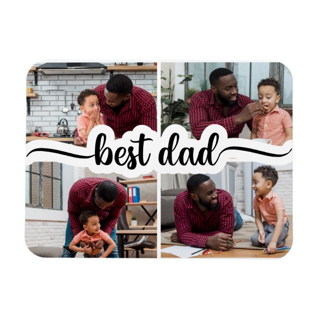 Íman Melhor Colagem de Fotos Personalizada do Pai 4 (Horizontal)