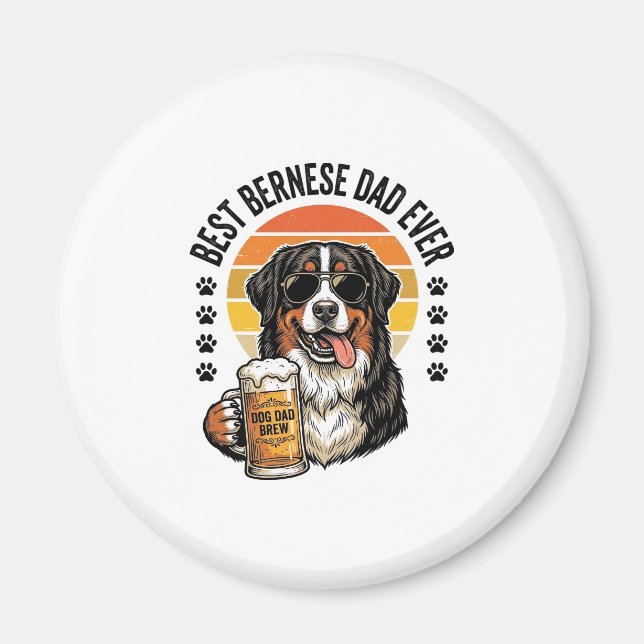 Íman Melhor Design de Camisa de Cerveja para Pai Bernês (Frente)