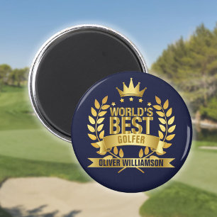 Íman Melhor Golfista do Mundo Azul Marinho e Dourado 5 