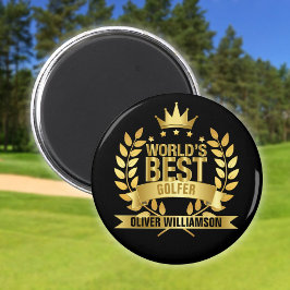 Íman Melhor Golfista do Mundo Preto e Dourado 5 Estrela