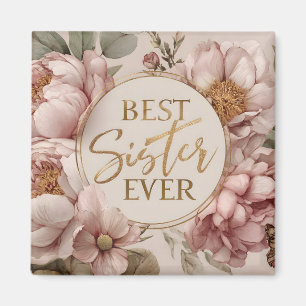 Íman MELHOR Irmã NUNCA" Design Floral Elegante