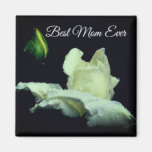 Íman Melhor Mãe Alguma Vez White Rosebud Flor