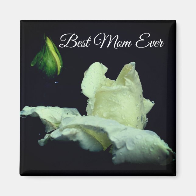 Íman Melhor Mãe Alguma Vez White Rosebud Flor (Frente)