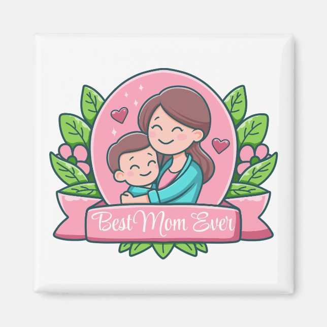 Íman Melhor Mãe do Mundo, Mãe e Filho, Personalizado (Frente)