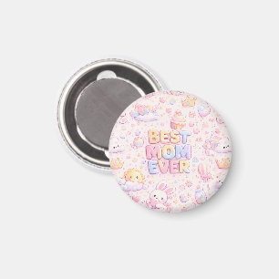 Íman Melhor Mãe do Mundo Padrão Kawaii Pastel