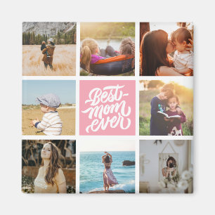 Íman Melhor Mãe Já Personalizada Colagem de Fotos Ros