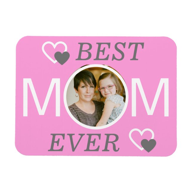 Íman Melhor Mãe Já Personalizada Foto Rosa (Horizontal)