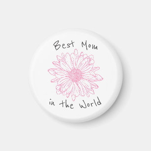 Íman Melhor Mãe no Mundo Floral Rosa