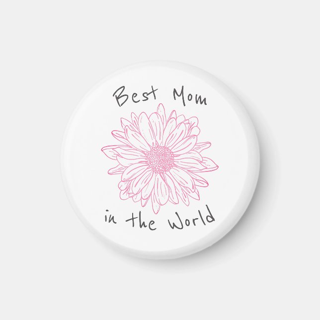 Íman Melhor Mãe no Mundo Floral Rosa (Frente)