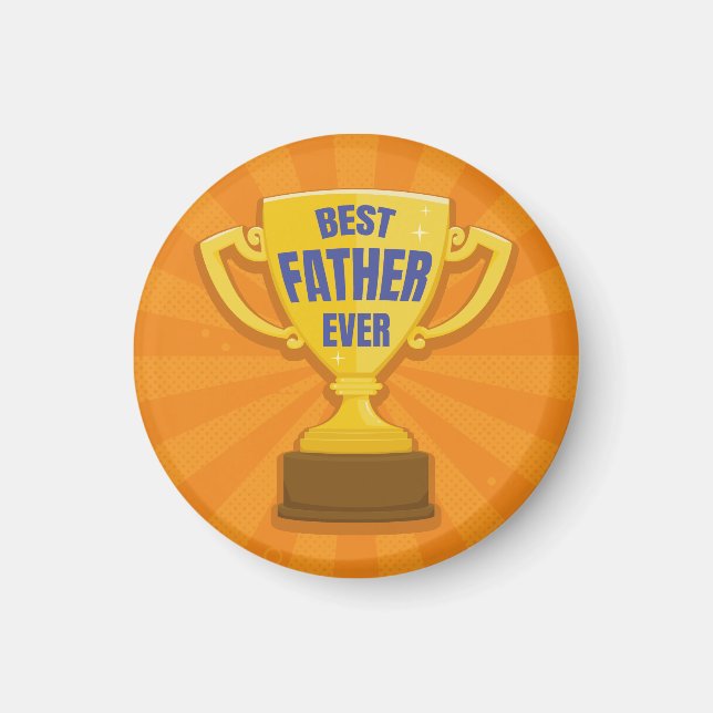 Íman Melhor Padre Retro Trophy Cup para Pai, Pai (Frente)