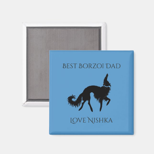 Íman Melhor Pai Borzoi Personalizado (Front/Back)