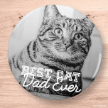 Íman Melhor Pai De Gato De Foto Personalizada De Pet Mo<br><div class="desc">Este design simples e clássico é composto por tipografia serif e adiciona uma foto personalizada</div>