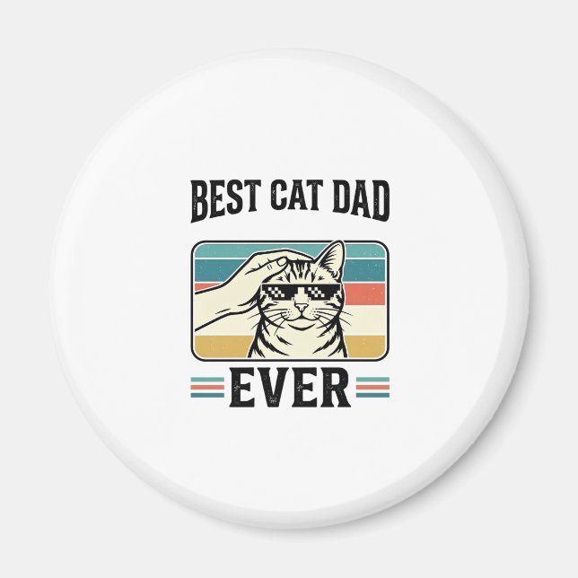 Íman Melhor Pai de Gato de Todos os Tempos Design Vinta (Frente)