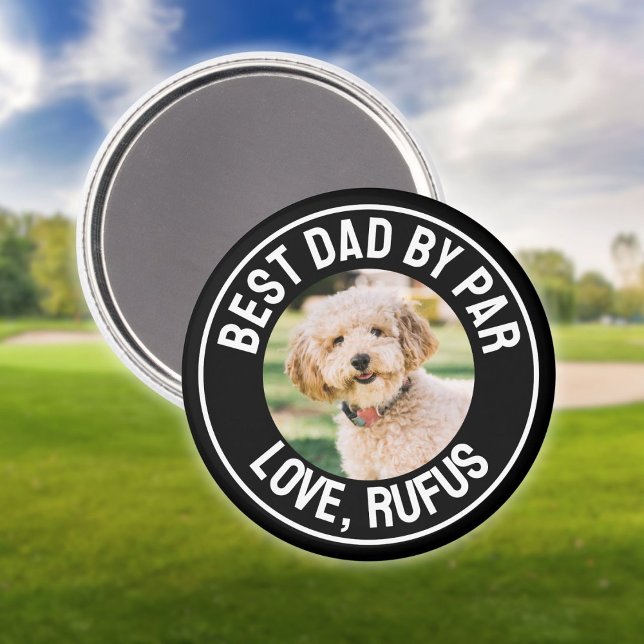 Íman Melhor Pai Divertido Por Foto de Cachorro Par (Fun Best Dad By Par Dog Photo Magnet)