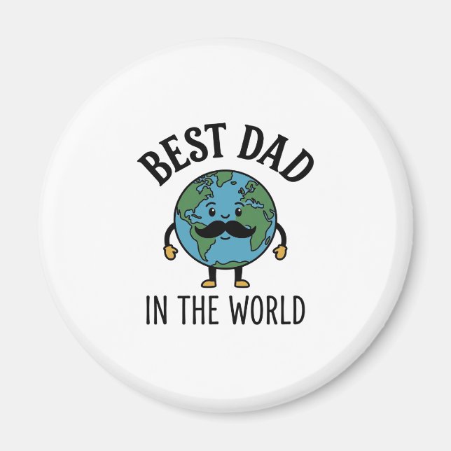 Íman Melhor Pai do Mundo Earth Bigode Camisa Design_ (Frente)