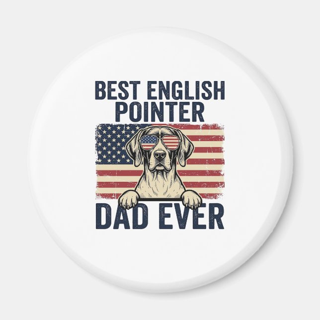 Íman Melhor Pai Pointer Inglês Patriótico de Sempre Cac (Frente)