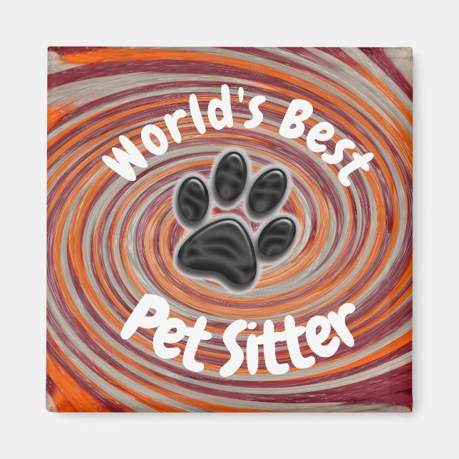 Íman Melhor Pet Sitter Pet Sitter Pw Pw Imprima cuidado (Frente)