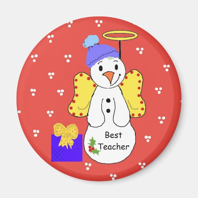 Íman Melhor Professor Whimsical Snowman (Frente)