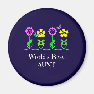 Íman Melhor tia do mundo, flores e borboletas