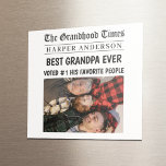 Íman Melhor Vovô Alguma Vez Personalizada Foto de Manch<br><div class="desc">Celebre o vovô em estilo com este imã fotográfico personalizado do tema do jornal! Projetado para se parecer com a primeira página do The Grandhood Times, esta manutenção apresenta um nome personalizado, título e foto. É uma ideia engraçada e animadora de presente de netos ou família — perfeita para o...</div>