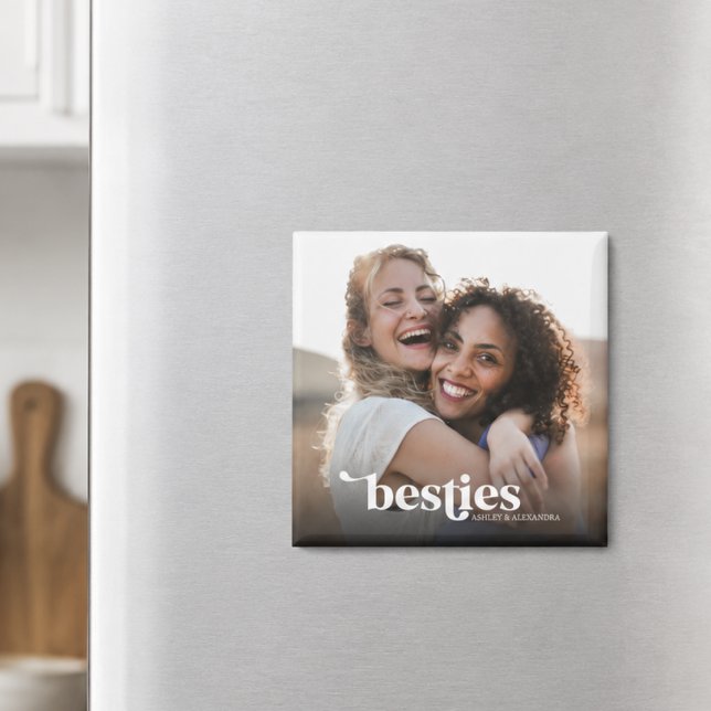 Íman Melhores Amigas Foto Personalizada (elegant modern stylish besties custom photo fridge magnet stocking stuffer gift for best friend)