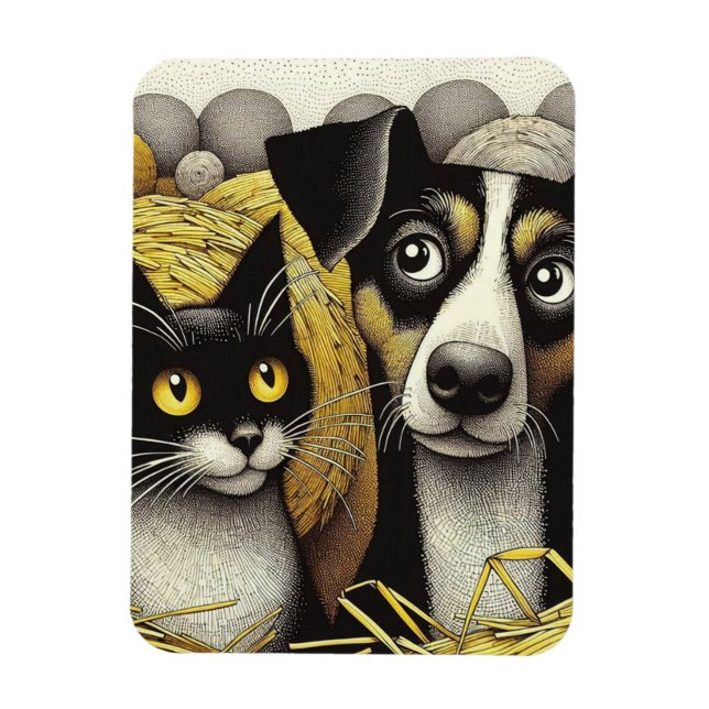 Íman Melhores Amigos para Sempre: Um Duo Adorável Pawsi (Vertical)