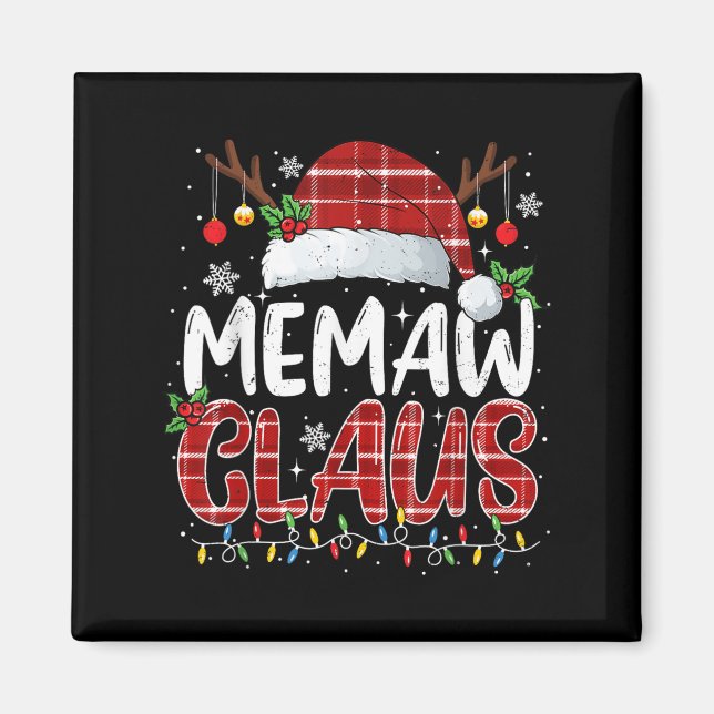 Íman Memaw Claus Christmas Lights Pajama Family Matchin (Frente)