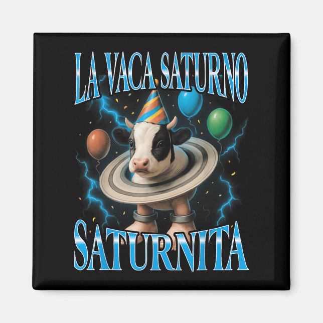 Íman Meme de Brainrot Italiano La Vaca Saturno Saturnit (Frente)