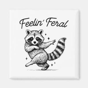 Íman Meme de Guaxinim Antigo Sentindo-se Feral Engraçad