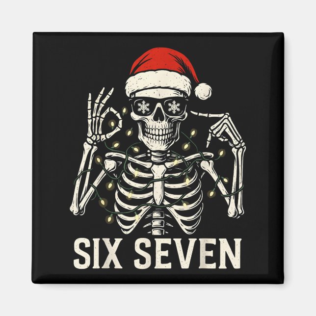 Íman Meme de Natal 67 Esqueleto Com Chapéu de Papai Noe (Frente)