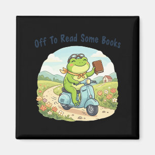 Íman Meme de sapo engraçado fora para ler alguns livros